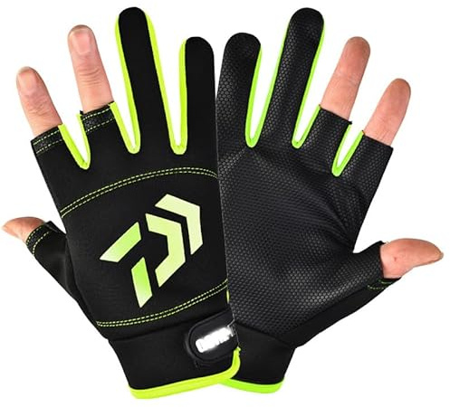 Guantes de pesca para hombres y mujeres, antideslizantes, para pantalla táctil, kayak, bicicleta, remo, conducción, canoa, remo (negro verde fluorescente)