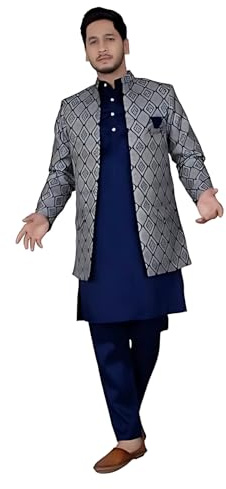 Amzira herr etniska kläder Kurta pyjamas & etnisk jacka set