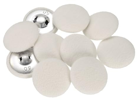 HARFINGTON 10pcs Fabric Cloth Covered Buttons 1.3 Round Plush Sweaters Button with Aluminum Shank Sewing Button for Woolen Coat Jacket Shirt DIY, Beige
