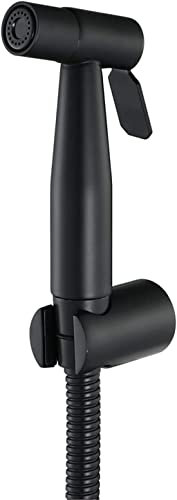 Pulvérisateur de bidet portatif en acier inoxydable pour toilettes Robinet de bidet mural avec douche hygiénique autonettoyante Noir