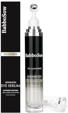 Siero per Contorno Occhi con 5% di Caffeina 20ml, Contorno Occhi Essence, Roll-On Siero per Gli Eyes con Acido Ialuronico e Retinolo, Crema Occhiaie Antirughe e Antiocchiaie, per le Borse Gonfie