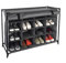 Relaxdays Camping Schuhregal, 16 Fächer, Stoffschuhschrank mit Vorhang, HxBxT: 65 x 85 x 35,5 cm, Campingschrank, grau