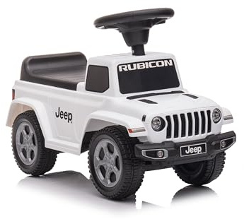 Correpasillos Infantil Jeep Rubicon Blanco - Coche Andador para Niños 1-3 Años con Licencia Oficial + Volante con Sonidos y Cajón Bajo el Asiento – RUNRUNTOYS
