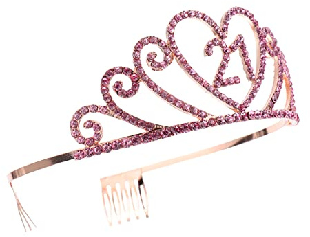 Veemoon Couronne de Fête Anniversaire pour Filles Diadème Rose Délicat avec Ornement de Tête Accessoire Coiffure Élégant pour Célébrations et Photos