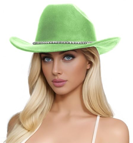 Generisch 2026 Paillettes Argent Noir Cowboy Chapeaux pour Femmes Western Sparkly Strass Chapeau pour Femme