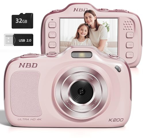 True 4K Digital Camera 64MP with 16X Zoom Autofocus, Vlogging Camera for Beginners with 32GB Card, Beauty Mode, Ultra Compact Portable Cameras for Photography Adults Teens (Pink)