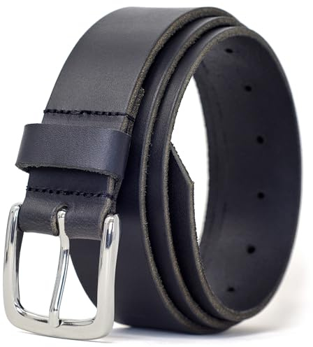 Ashford Ridge 35mm Real Leather Belt - Made in Dorset, England - Mens - Womens - Unisex for Jeans and Trousers - Black Medium (Nickel Free)
