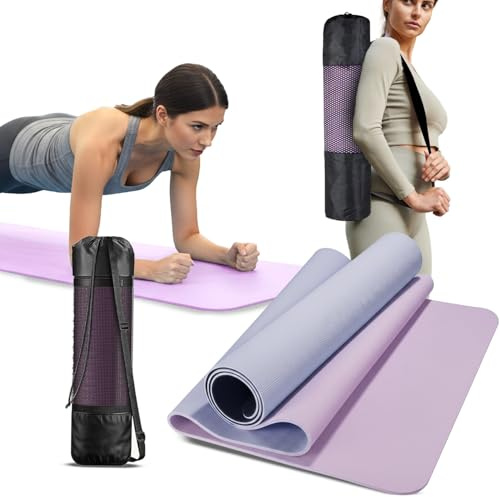 Avilia - Tappetino Yoga in TPE Ecologico Antiscivolo con Tracolla per Yoga e Pilates, Spessore 6 mm per Comfort e Stabilità, Ideale per Allenamenti Fitness a Casa o in Palestra