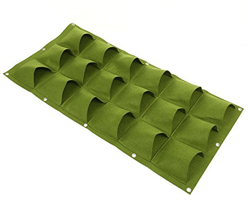 OEBUAFI Borsa per Coltivazione Verticale per Piante, Riutilizzabile, 15 Tasche, Fioriera Sospesa per Fragole/verdure, per Interni Ed Esterni, Feltro Verde da Parete/verde/3,9 X 19,7 Pollici (