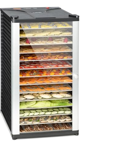 Klarstein Fruit Jerky 14 - Apparecchio di essiccazione, Essicatore, Essiccatore di frutta - carne ed agrumi, 14 piani, Costruzione ad innesto, 1000 Watt, Modalità di ricircolo, nero