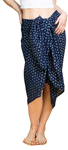 PANASIAM Sarong Indigo dark-flower, 188x100cm