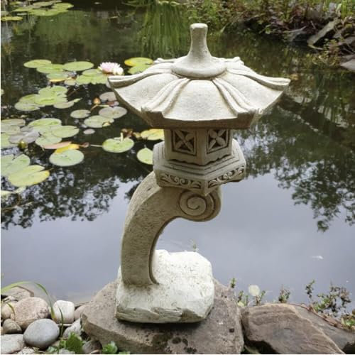 Oriental Pagoda Lantern Made From Reconstituted Stone Garden Ornament Kanji Design