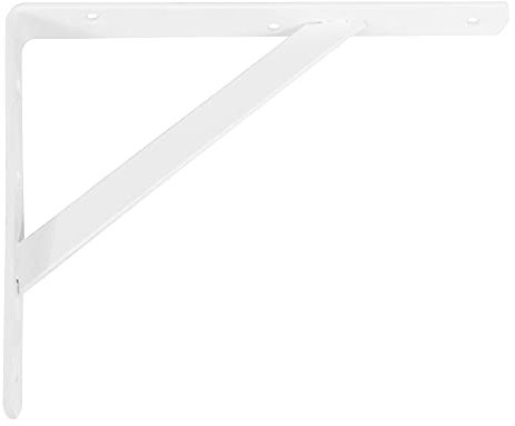 Amig - Regalwinkel Edelstahl | Metallwinkel für Regale | Regalhalterung | Farbe Weiß | Maße: 200 x 125 mm | Empfohlenes max. Gewicht: 250 kg