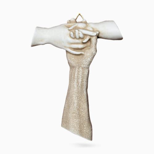 Bomboniere Croce Crocifisso Piccolo da Parete Mani Intreccio Sacra Famiglia (Grande)