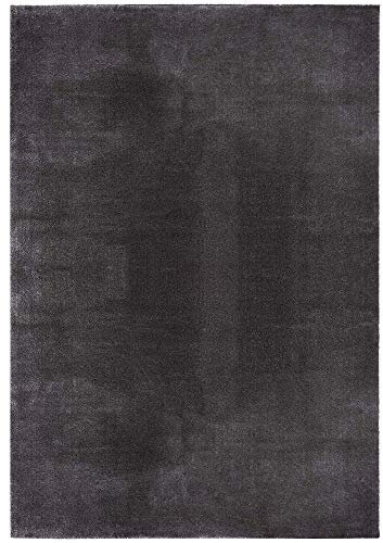 the carpet Relax Weicher, Badezimmerteppich, Bad Set, Badematte, Badvorleger, Anti-Rutsch Unterseite, Waschbar bis 30 Grad, Super Soft, Felloptik Anthrazit, 80 x 150 cm