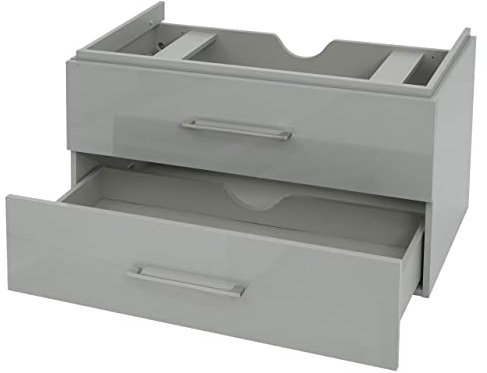 Mendler Premium Waschbeckenunterschrank HWC-D16, Waschtischunterschrank Waschtisch Badmöbel, Hochglanz 90cm - grau