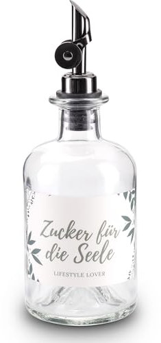 Lifestyle Lover Sucrier en verre - 350 ml - Doseur en acier inoxydable - Idéal pour le sucre blanc marron (sucre pour l'âme)