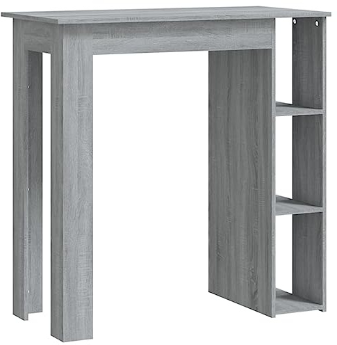 vidaXL Mesa Alta con Estante Bar Bistró Mostrador Centro Desayuno Cocina Comedor Muebles Mobiliario Madera Contrachapada Gris Sonoma 102x50x103,5 cm