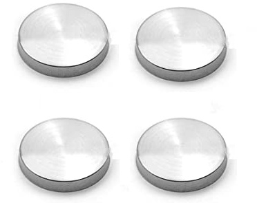 Stainless Steel Mirror Screws Decorative Caps, Dia. 30mm Mirror Fasteners Cover with Convex Mouth Rubber Particle, Brushed Silver, 4 Pcs