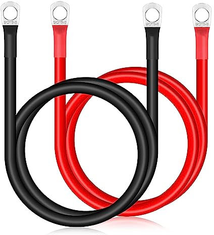 Bohaner 2 Stück Starthilfekabel Batteriekabel Massekabel 70 cm, 12 V, 5 AWG Batteriekabel 16mm², Erdungskabel mit M8 Ringkabelschelle, für LKW, Motorrad, Solarenergie, Caravan, Marine (SC16-8)