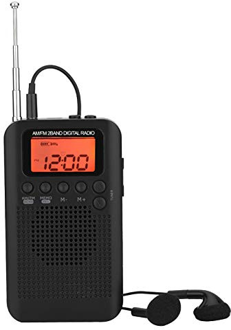 Radio Digital Am/FM Radio Estéreo de 2 Bandas, Radio de Bolsillo con Sintonización Digital con Pantalla LCD, Altavoz Externo y Antena de Látigo, Recepción de Alta Sensibilidad