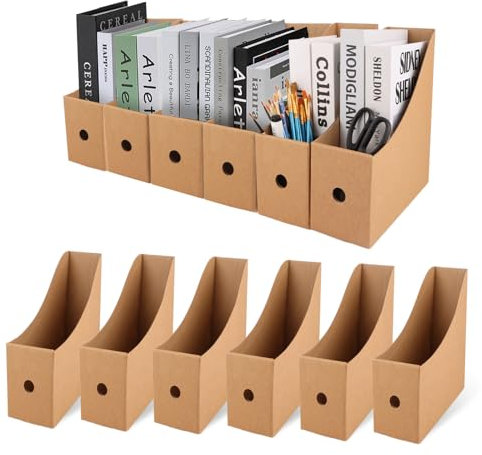 APACALI 12 Stück Stehsammler Pappe A4, Stehsammler Pappe, Zeitschriftensammler, Kartonständer Stehsammler A4 für Datei Ordner Schreibwaren Bürobedarf Organizer