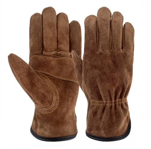 Arbeitshandschuhe aus Leder, Handschuhe für Stabschweißen, feuer-/hitzebeständige Sicherheitshandschuhe aus Leder, Handschutz vor der Hitze von Schweißern und Schneidbrennern, für Gartenarbeiten, Baua
