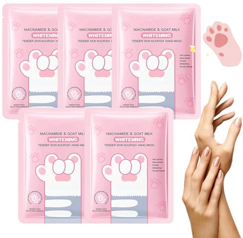 Handmasken, 5 Paar Feuchtigkeitsspendende Handschuhe, Handpflege für Trockene Alternde Rissige Hände für Frauen und Männer, Tiefen-Peeling-Handmaske zur Reparatur Rissiger Hände