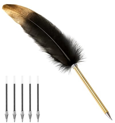 Hochwertiger Vintage-Schwarz-Kugelschreiber für Schriftsteller und Studenten + 5 Ersatzminen für Hochzeit und Büro