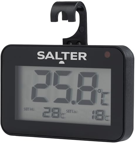 Salter Digital Fridge Thermometer With Safe Zone LED, -10 To 50°C | 0.1°C Graduations, Hang/Stand/Magnetic Mount Options, High/Low Zone Monitoring, Easy Read Digital Display, Kitchen Use
