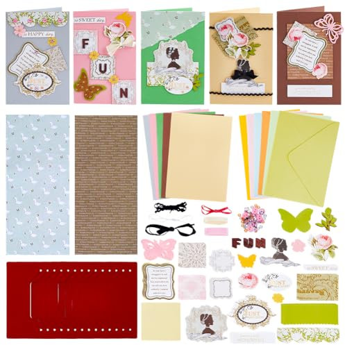 AHANDMAKER DIY Grußkarten Set Papier Grußkarten Set Handgefertigte Grußkarten Sets Machen Sie Ihre Eigenen Karten Basteln Für Thanksgiving Geburtstagsgeschenk Klassenzimmer Hochzeit