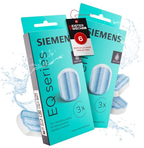MEISTERZWECK4U Siemens TZ80002 Lot de 2 x 3 tablettes détartrantes - Compatible avec EQ & Surpresso - Détartrage et nettoyage pour machines à café, élimine le calcaire et protège