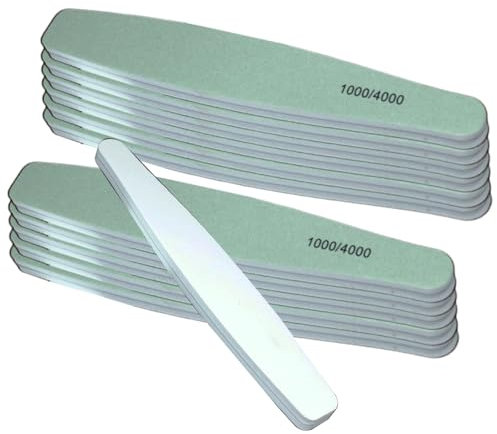 12 lime per unghie professionali 1000/4000, set di lime per unghie riutilizzabili su entrambi i lati, per unghie in gel e naturali a casa, fai da te, nail art
