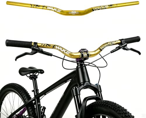 WAKE Cykelstyre 31,8 mm x 720 mm extra lång bredd 30 mm höjd stigare bar aluminiumlegering för cykling MTB mountainbike racercyklar (guld)