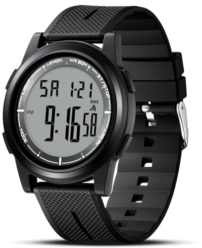LN LENQIN Orologi da uomo Orologio sportivo digitale impermeabile da uomo, orologio militare ultrasottile, retroilluminazione e cronometro dei minuti, allarme