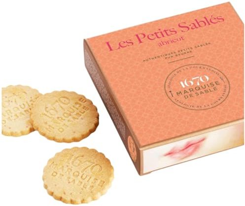 Marquise de Sablé | Biscotti di pasta frolla al burro con pepite di albicocca | Scatola regalo da 100 g | Ricetta francese artigianale | Selezione 18 Carati