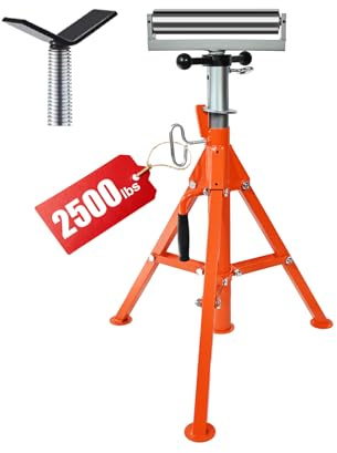 ALWALKEE 2-in-1 Roller Stand with V-Head, 2500LB Capacity Jack Stand, 28-52 Adjustable Pipe & Tool Support