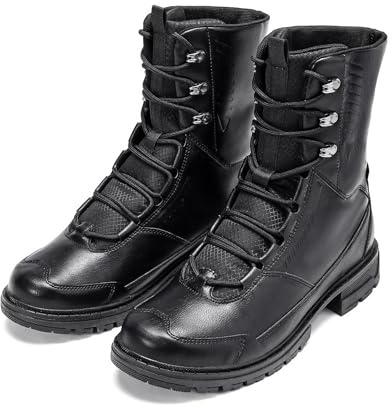 YOUTHUP Bottines homme hautes à lacets style rétro simili cuir Noir