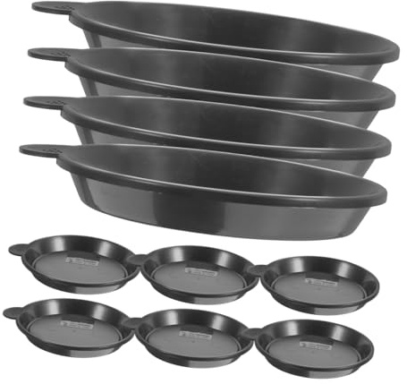 SEWACC 10 Bandejas para Macetas Pequeñas Asa Bandejas de Plástico Negras de 9,8 Cm de Diámetro Platillos para Plantas Suculentas y Bonsáis para Jardín y Balcón