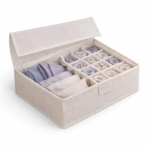 Genérico Organizador De Ropa Interior Para Cajones, Separador De Calcetines Y Sujetadores, Caja Organizadora Con 12 Compartimentos, Plegable, Ligero TNT, Ahorro De Espacio 32x28x11cm