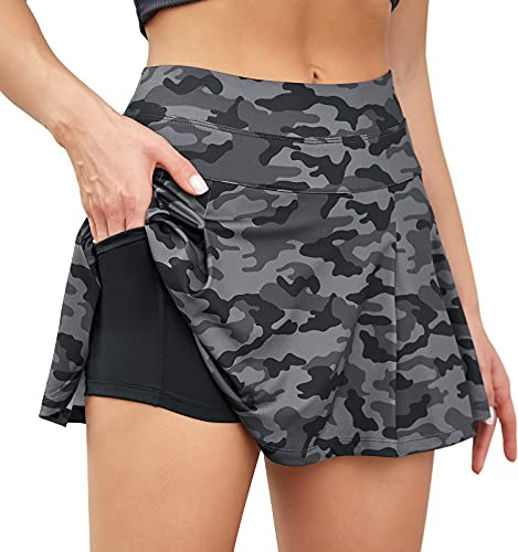 VUTRU Jupes de Tennis Femmes Taille Haute Tennis Skort avec Poches Jupes de Course Sport Jupe de Golf avec Pantalon Intérieur
