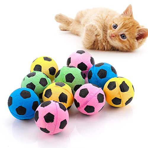 cobee 10 Piezas de 4 cm Pelotas de Esponja para Gatos, Pelotas de Juguete para Gatos Grandes Pelotas de Juguete de fútbol de Espuma Pelotas de Actividad para Gatos Juguete para Gatitos de Interior