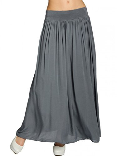 Caspar RO034 Leichter Langer Damen Sommerrock Größen XS bis XL, Farbe:dunkelgrau, Mode Größe:40