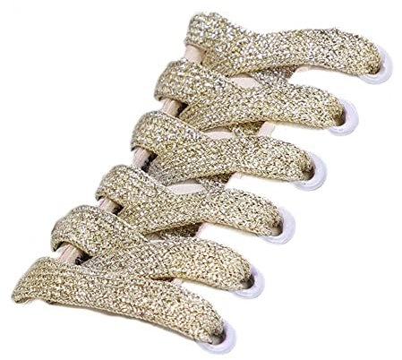 GIVBRO Lacets à paillettes tressés plats pour chaussures décontractées de marche, baskets, décoration or clair - 120 cm