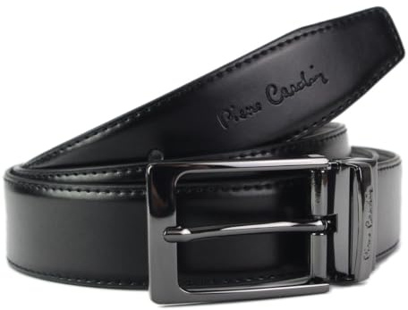 Pierre Cardin Ceinture pour homme 100% cuir naturel Boucle classique Minimaliste Elégant Stylé Couleur Double Noir Taille 130