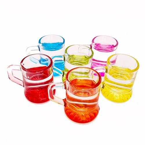 Carlso 24er-Set bunte Schnapsgläser mit Henkel, Shotgläser 2-3cl für Partys, Likörgläser, Aperitif-Gläser, vielseitig einsetzbar – Dessertgläser (bunt)