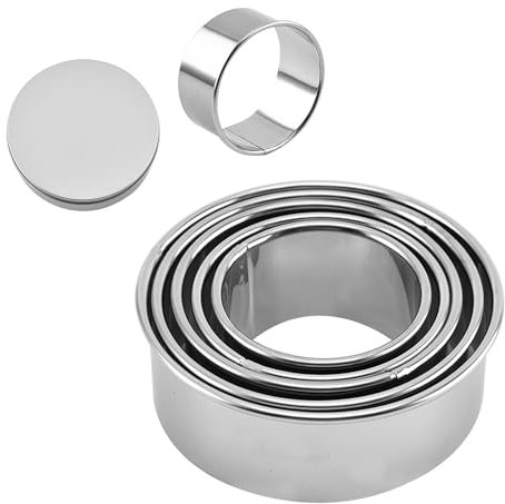 Luckious Biscuit Moulds, Pastry Moulds for Baking, 5 Sizes of Round Biscuit Moulds, Round Biscuit Moulds for Donuts, pies and scones, 2210-104A