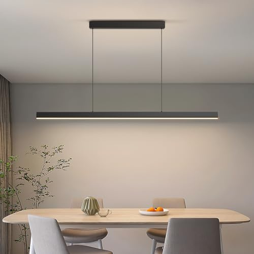 LannlKer LED Linear Pendant Lights, 39in Island Lighting Fixture 3000k-6000K Dimmable, Chandelier Lamp for Kitchen Dining Room Pool Table Office Bar Garage Workbench