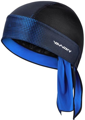 YANIKY Bandanas - Gorras de calavera para hombre y mujer, forro de casco, gorro de ciclismo, bandana para motocicleta, absorbe el sudor, trapo, Azul, Talla única