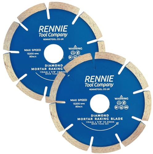 2 PACK x 115mm / 4.5 Diamond Mortar Disc, Mortar Masonry Joint Raking Blade For Angle Grinders, Repointing Raker Tool for Fast Removal of Old Mortar, Brickwork Pointing. 115mm Mortar Grinding Discs